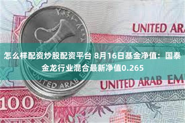 怎么样配资炒股配资平台 8月16日基金净值：国泰金龙行业混合最新净值0.265