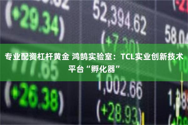 专业配资杠杆黄金 鸿鹄实验室：TCL实业创新技术平台“孵化器”