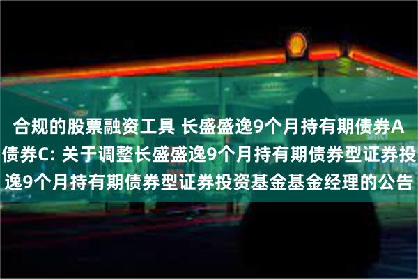 合规的股票融资工具 长盛盛逸9个月持有期债券A,长盛盛逸9个月持有期债券C: 关于调整长盛盛逸9个月持有期债券型证券投资基金基金经理的公告