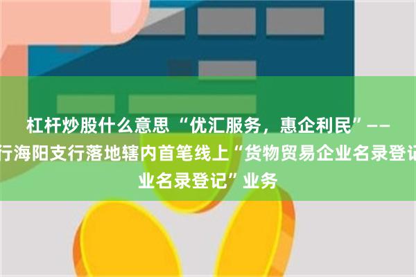 杠杆炒股什么意思 “优汇服务，惠企利民”——中国银行海阳支行落地辖内首笔线上“货物贸易企业名录登记”业务