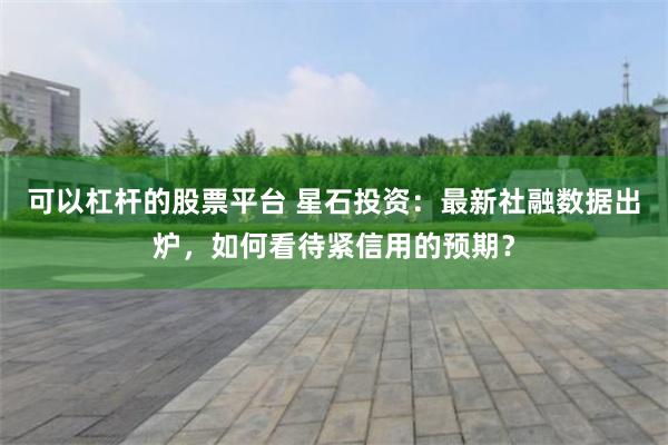 可以杠杆的股票平台 星石投资：最新社融数据出炉，如何看待紧信用的预期？