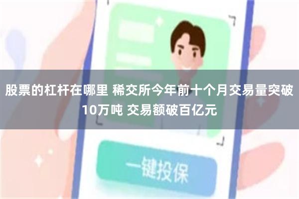 股票的杠杆在哪里 稀交所今年前十个月交易量突破10万吨 交易额破百亿元